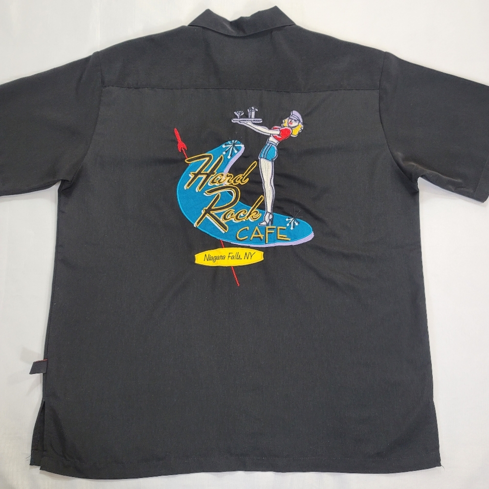 Hard Rock Cafe Camp Shirt Mens L Short Sleeve Button Up Niagra Falls Stitched